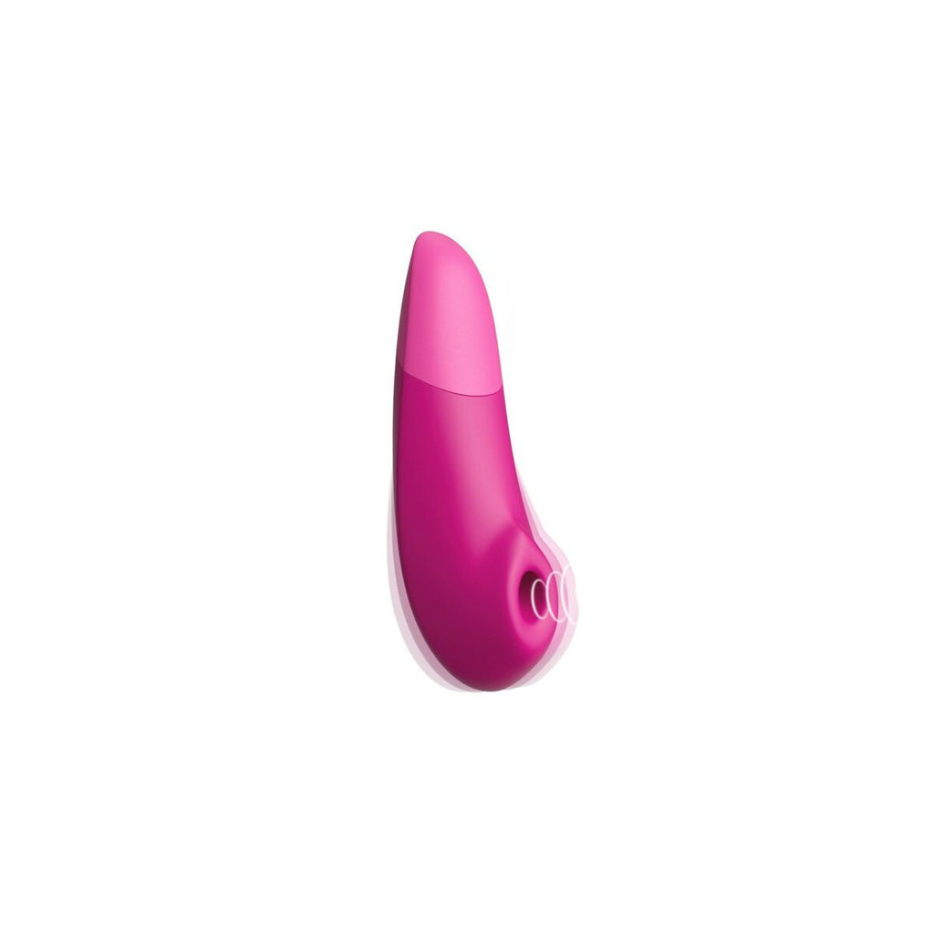 Pink air pressure vibrator device on a white background