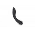 Black curved erotic product toy on a white background