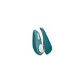 Teal clitoral stimulator on a white background 