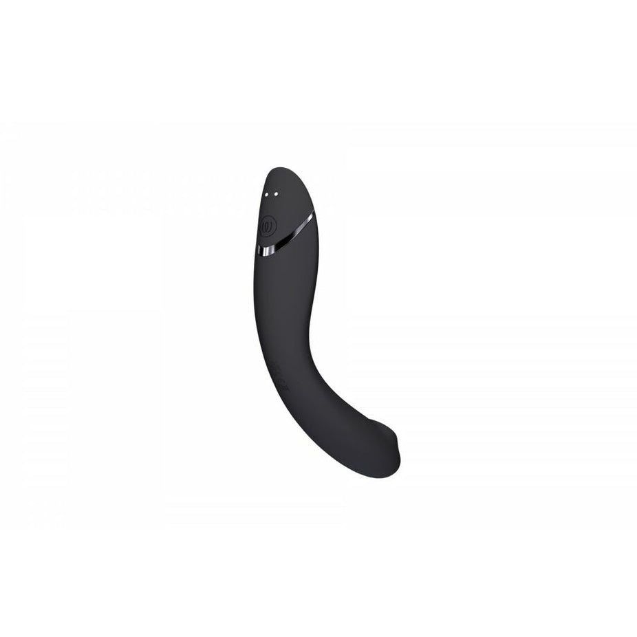 Black curved adult toy on a white background