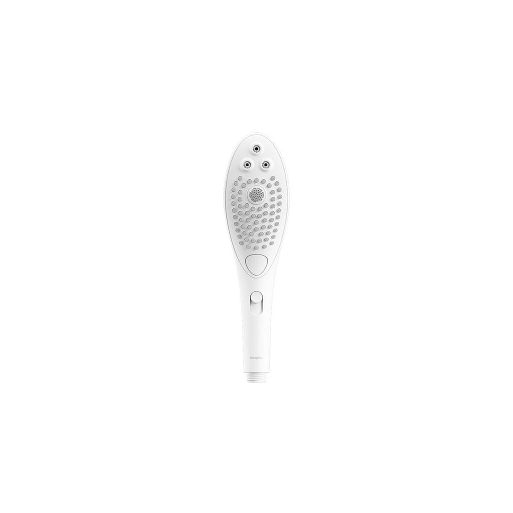 White pleasure shower head with bristle head on a white background